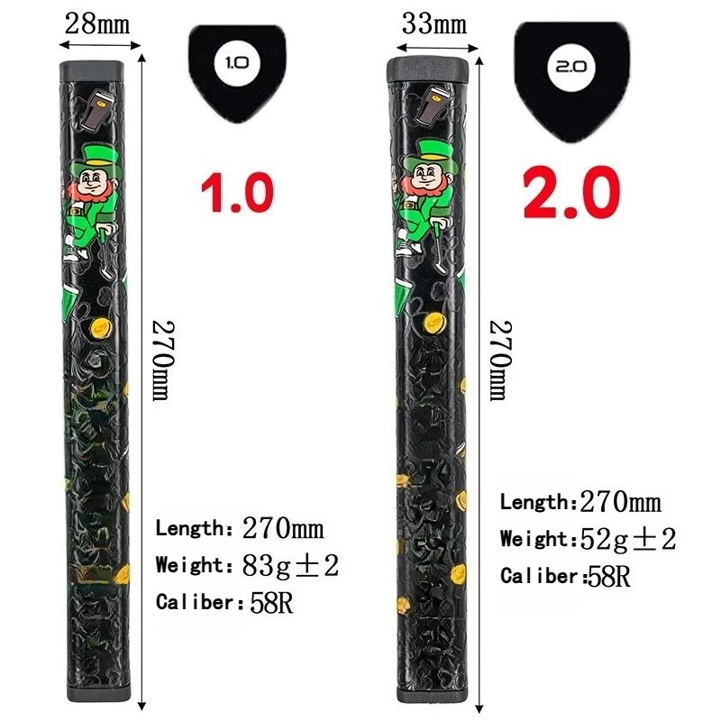 Cartoon Printed Flat Golf Putter Grip Polyurethane Anti Slip With Counterweight Screw Hole 1.0 & 2.0 Optional  Replacement Grip