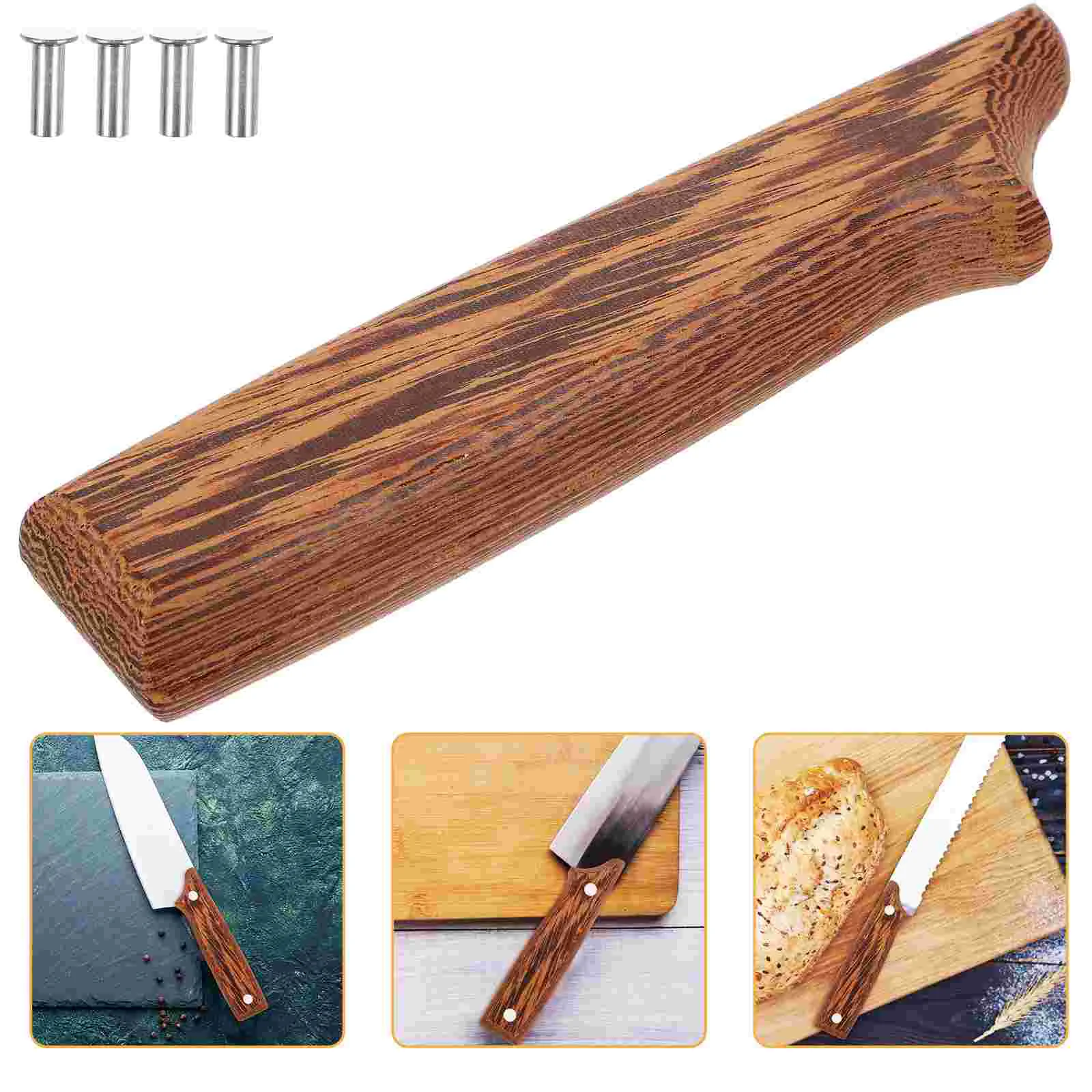 2 Pcs Kitchen Knife Handle Replacement Accessory Set Fine Workmanship Grip Wood