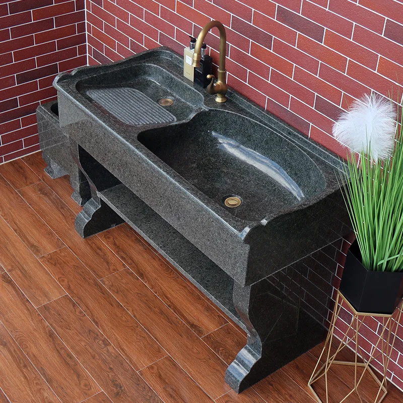 Natural marble laundry pool Balcony with rubbing board Integrated basin Outdoor courtyard Sink Outdoor wash basin Household