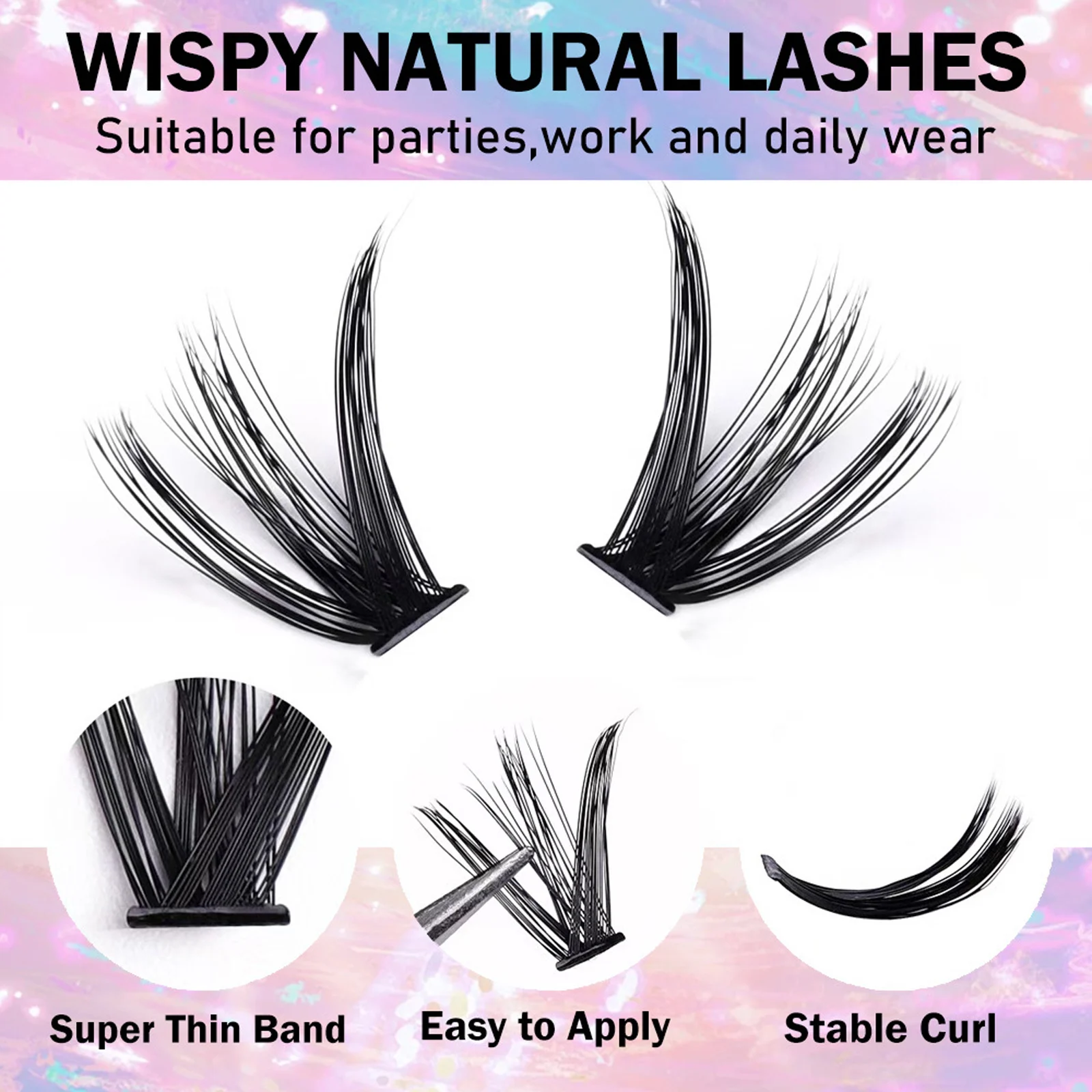 接着剤不要のつけまつげ ソフトで自然なまつげエクステ ヨーロッパ風ふわふわセグメントクラスターラッシュ DIYアイメイク デイリーパーティー 結婚式