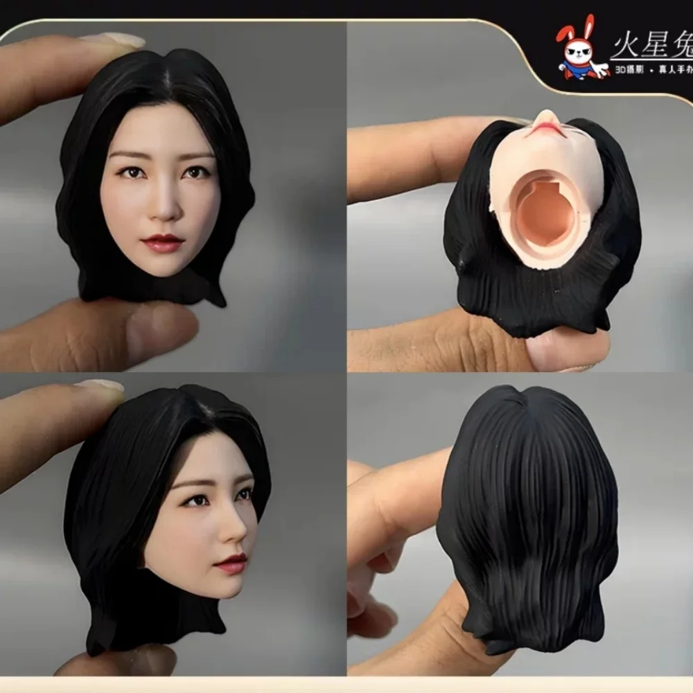 【Only Head】1/6 Scale Female Soldier Painted Finished Integrated Hairstyle Exquisite Makeup Head Sculpt Fit 12''Action Body Toys
