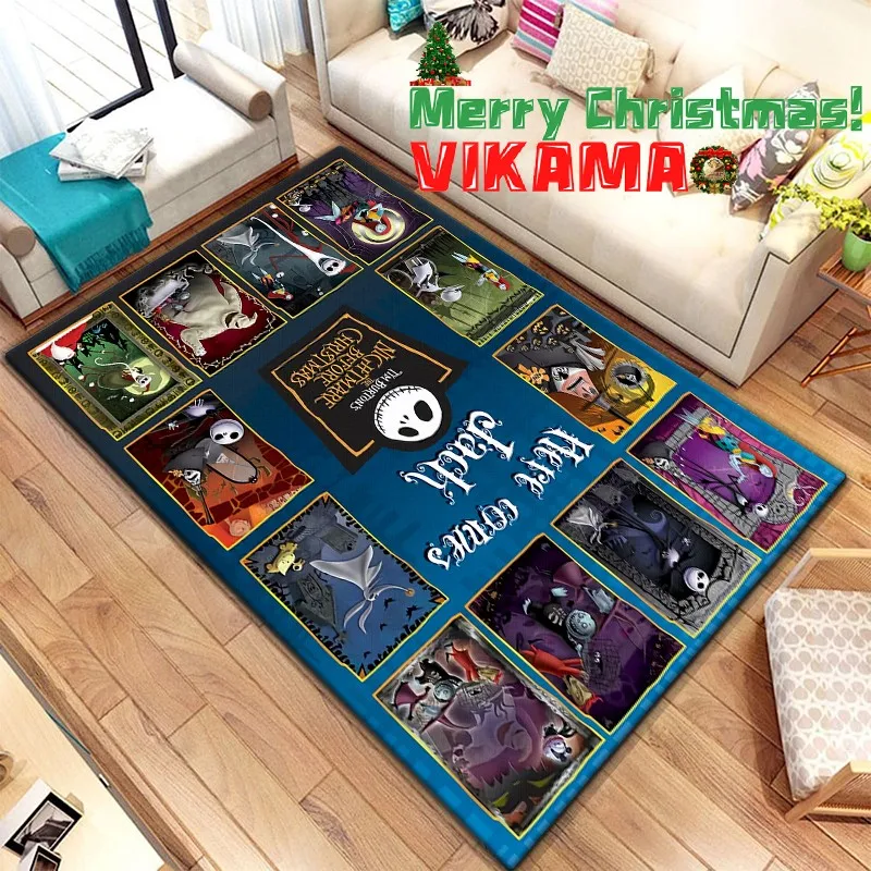 VIKAMA Christmas Night Fright Crystal Pile Picnic Decorative Carpet Living Room Bedroom Kitchen Non-Slip Crawling Carpet