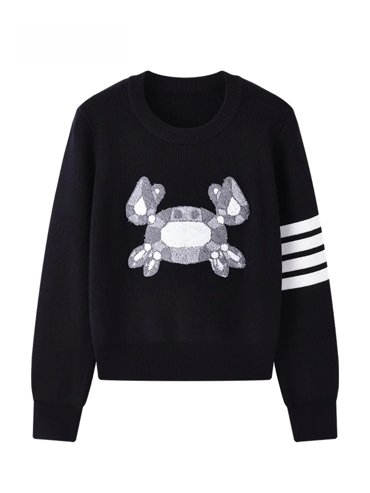 

JZZDEMM Crab Pattern Floing Knitted Slim Fit Base irt Women's Waist Cinched Hooded Top Vintage Commute Sle Long Sve