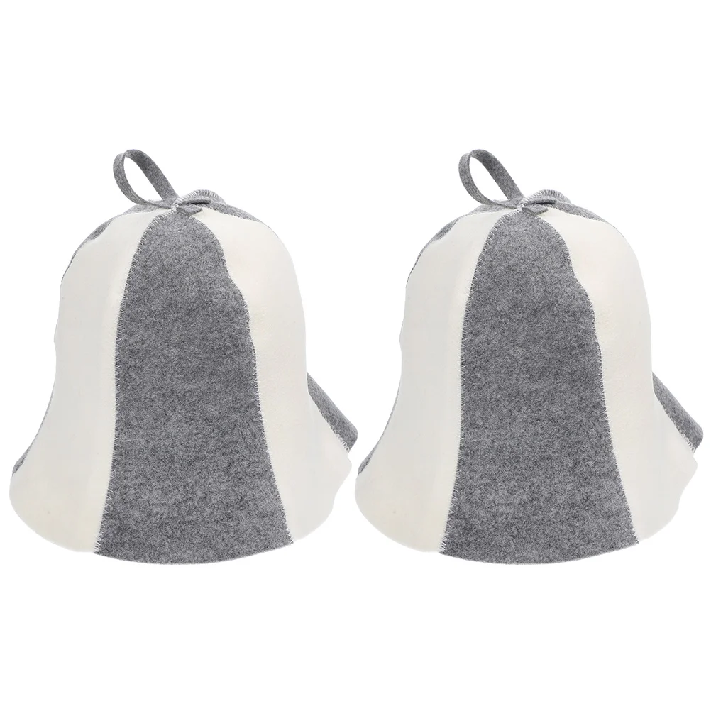 

2 Pcs Felt Sauna Hats Water Absorption Bath Caps for Men Women Large Size Black White 6 Panels Spa Headgear Keeps Cool Dry