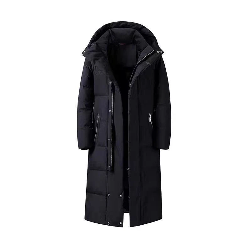 -30℃ Men Oversized Long Cotton Parka Puffer Outwear Coats Streetweare Male Down Jacket Solid Color Winter Thick Warm Jacket