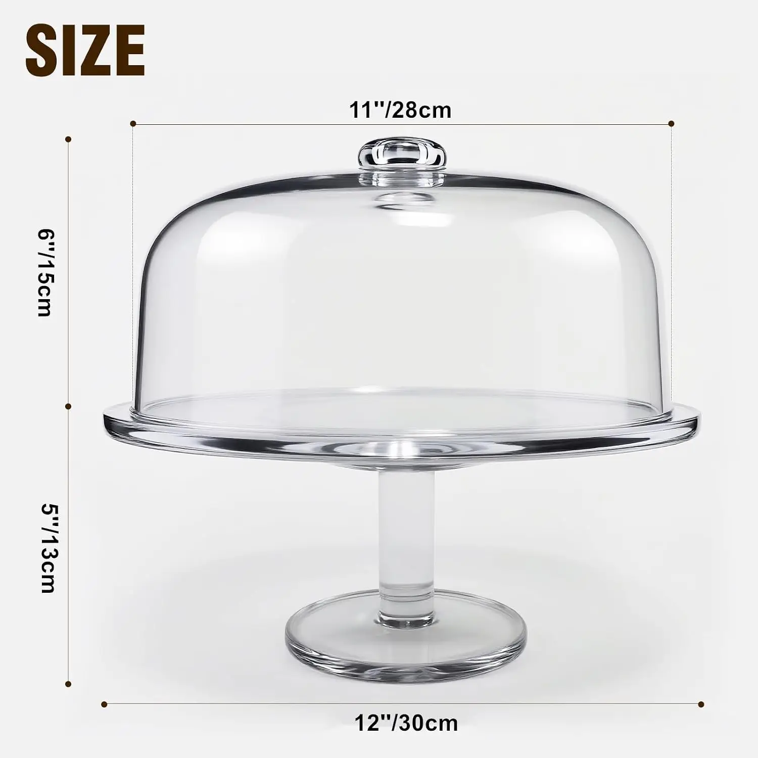 Clear Acrylic Rotating Cake Stand with Dome Lid, 12 Inch Cake Display Spinner Holder for Party and Wedding Decorating