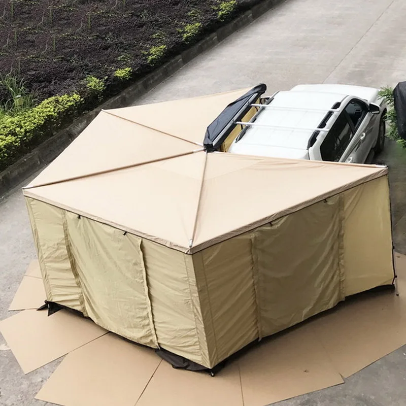 270 degree outdoor fan-shaped car roof tent sunshade radius 2 M and 2.5 M large capacity waterproof tent for car