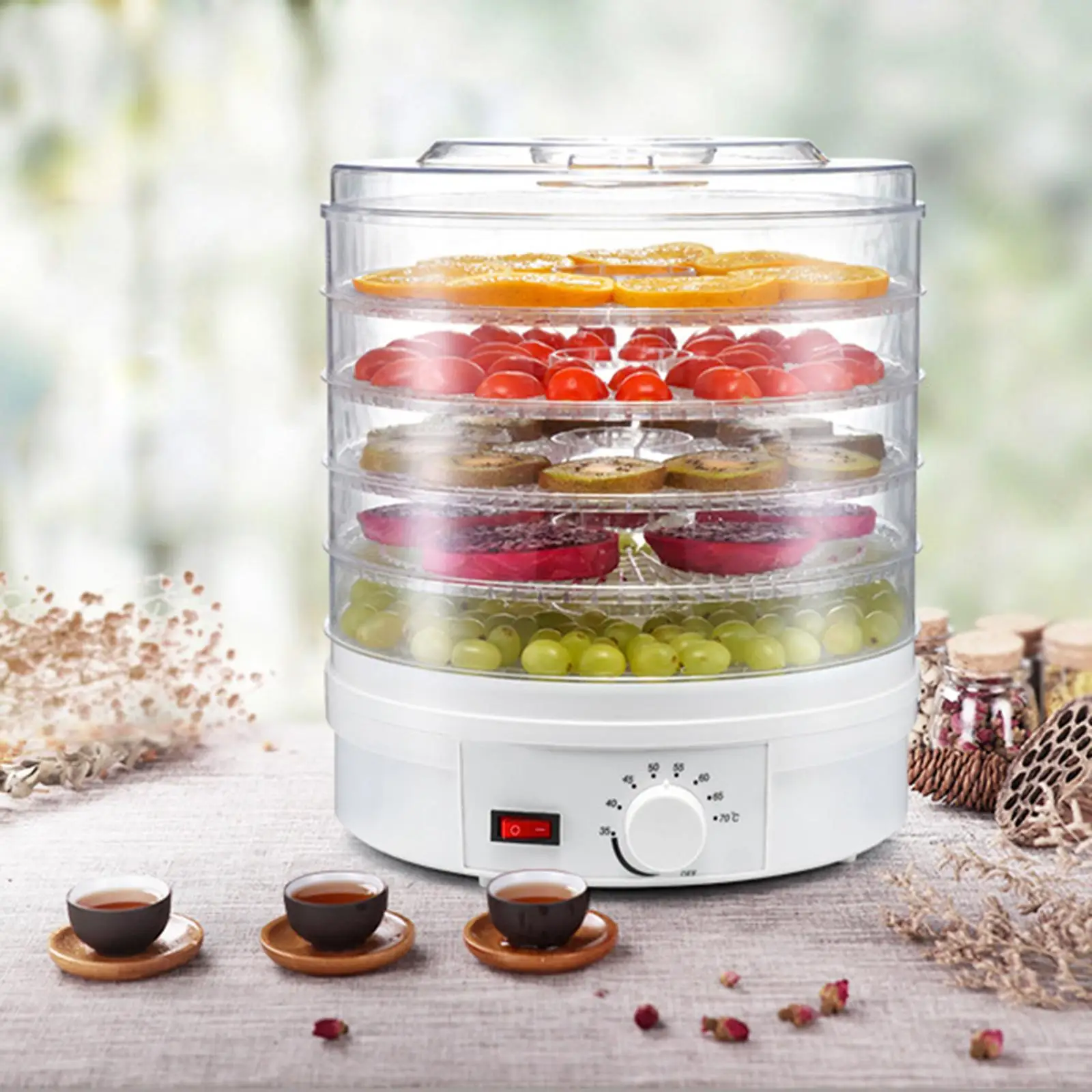 Food Dehydrator Machine 350W UK 5-Layer Control 35-70° Button Contorl Save