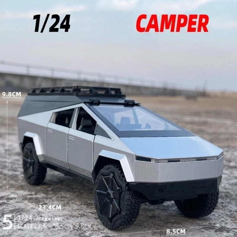 

1:24 Cybertruck Pickup Camping RV High Simulation Diecast Metal Alloy Model car Sound Light Collection Kids Toy Gifts