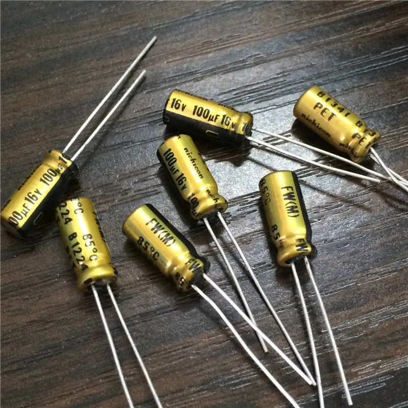 100pcs 100uF 16V NICHICON FW Serie 5x11mm 16V100uF Audio Condensatore Elettrolitico di Alluminio