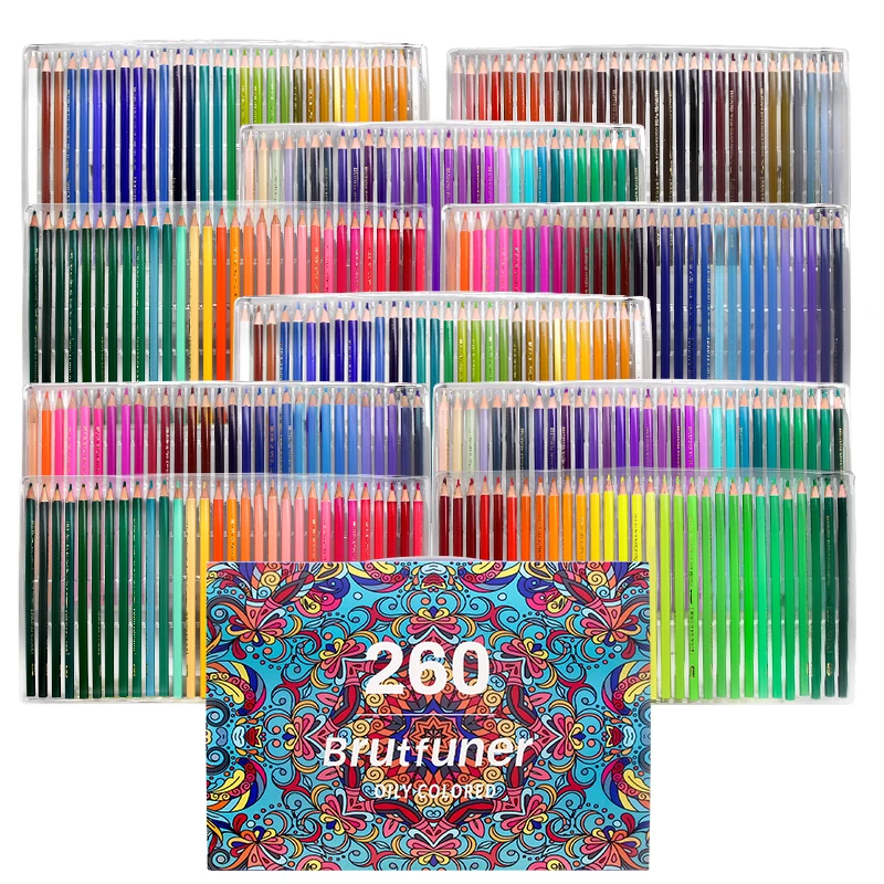 Brutfuner-Lápis Profissional de Madeira a Óleo, Lápis Aquarela Suave para Escola, Esboço para Desenho, Artigos de Arte, 48 Cores, 72 Cores, 120 Cores, 150 Cores, 160 Cores, 180 Cores