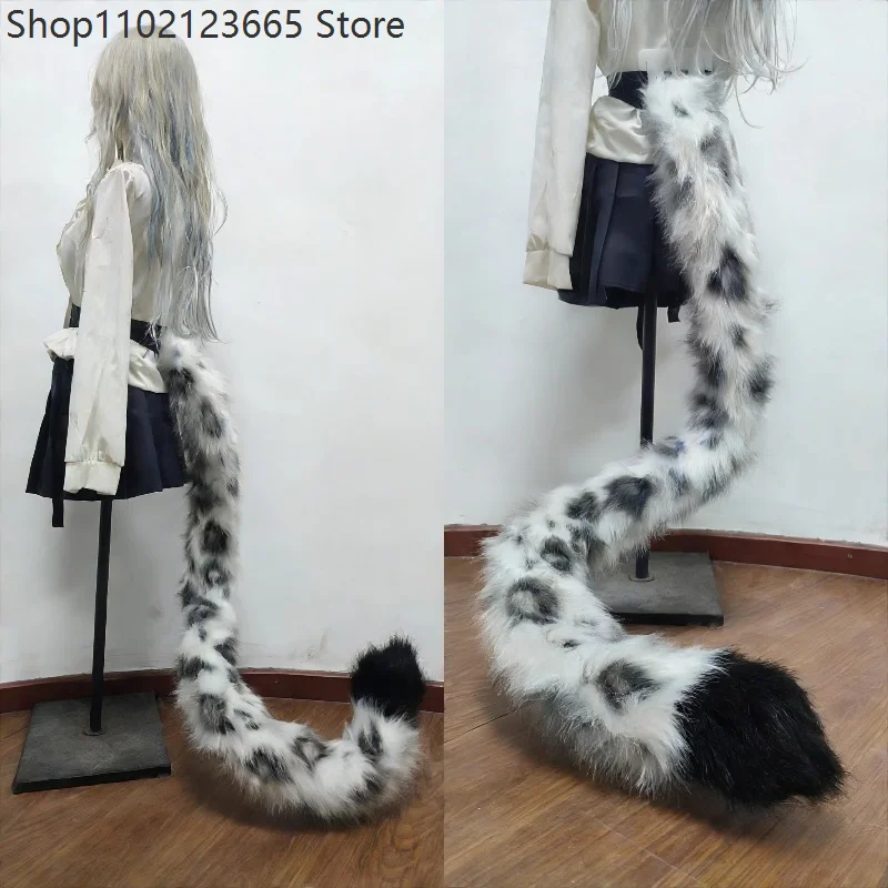 Long Leopard Print Tail Cosplay Plush Prop Fluffy Long Tail Anime Convention Halloween Carnival Party Snow Leopard Costume 2026