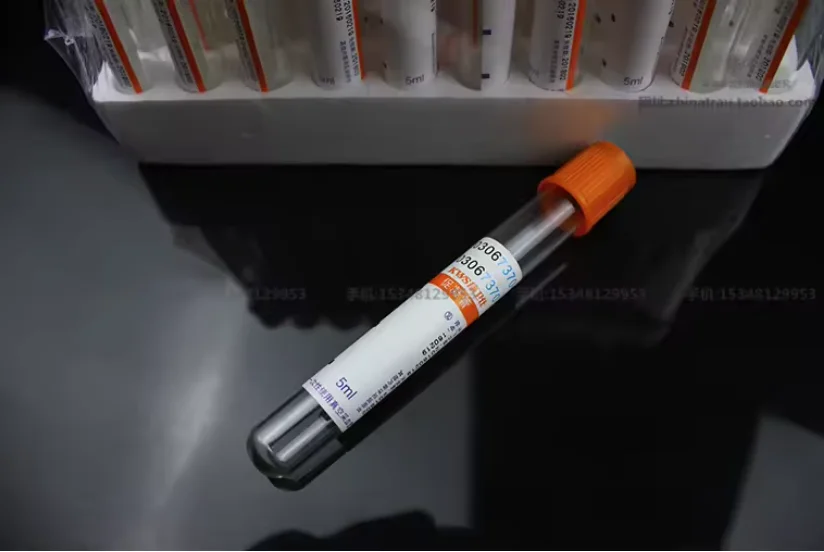 Anticoagulant biochemical tube orange lid medical Disposable Vacuum blood vessel Procoagulant tube 5ml orange cap Laboratory