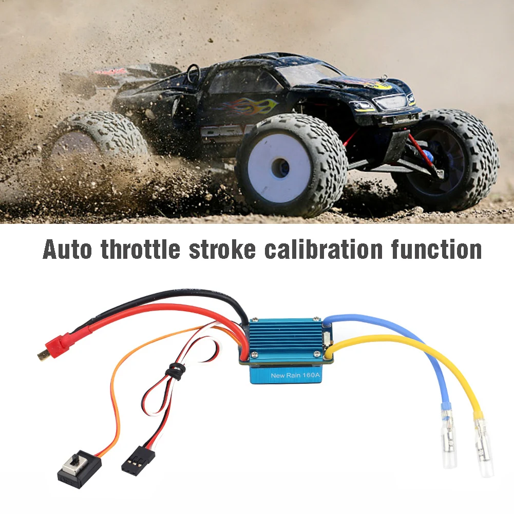 160A Brushed ESC 160A ESC 160A Waterproof ESC 3S 160A Waterproof Brushed ESC With 5V 1A BEC T Plug For 1/12 (Or Lager) RC Car