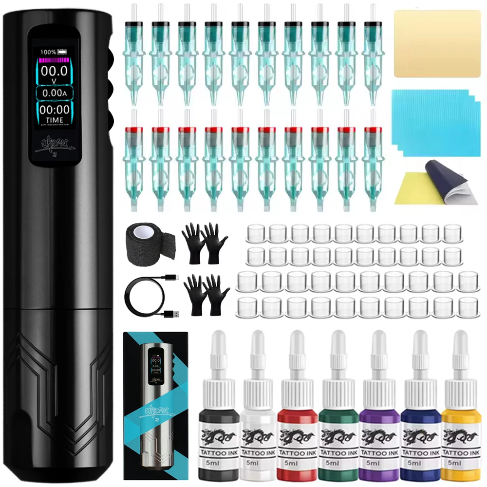 

Rotary Wireless Tattoo Pen Machine - 2000mAh Battery Digital LED Display Tattoo Gun Equipment