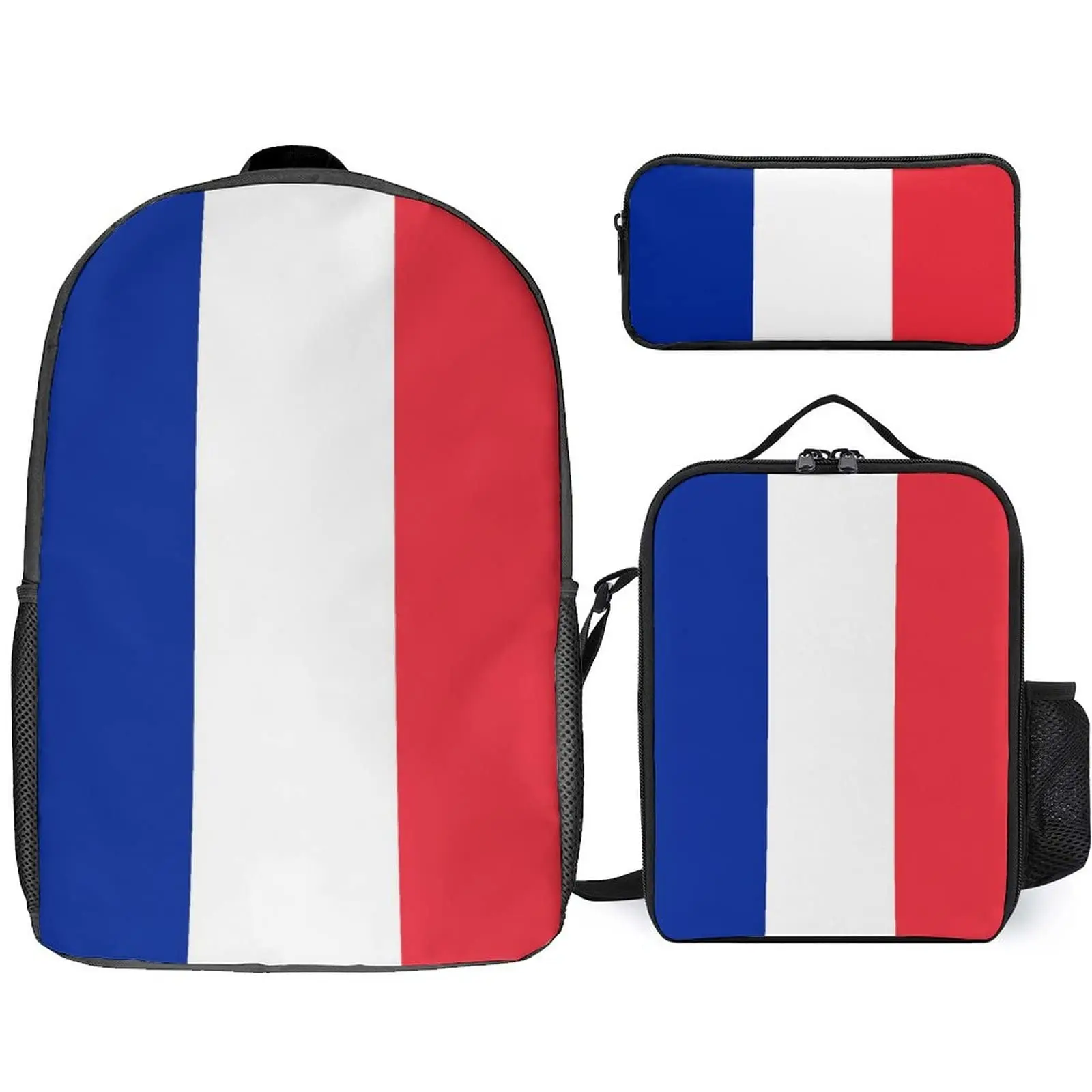 Sac à Dos de l'Équipe de France de Football pour Enfant Garçon et Adolescent, Cartable d'École, Décontracté, 03/Camping, Voyage, dehors, 3 Pièces/Ensemble