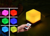 USB rechargeable Led Cube Decorative Lamp portable Night lights w/remote controller bedroom table Desk Ambient lighting H80mm