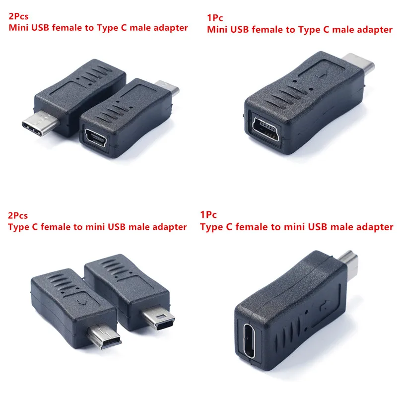

Переходник Type-C Female to Mini USB Male Портативный разъем Поддержка зарядки и передачи данных Конвертер USB C в Mini USB