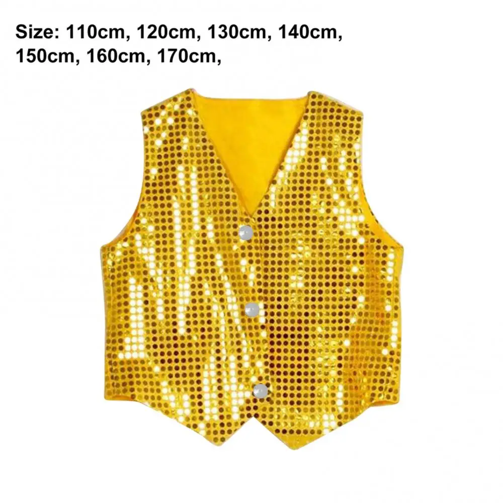 Children Hip-hop Jazz Street Dance Vest Boys Girls Sequined Vest Waistcoat Hip-hop Dance Party Street Show Costume Dancewear