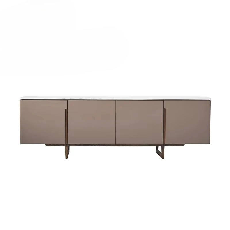 

Italian Modern Saddle Leather Marble TV Cabinet Design Mudd Quality Wooden TV Cabinet Living Room Furniture