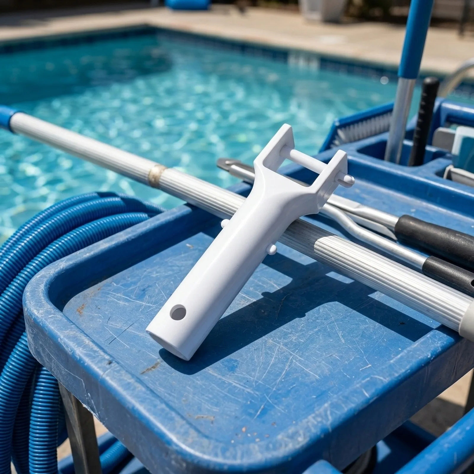 Swimming Pool Vacuum Head Handle Replacement with V-Clip Design and Lock Pin for Yoke Mount Vacuum Head Repair
