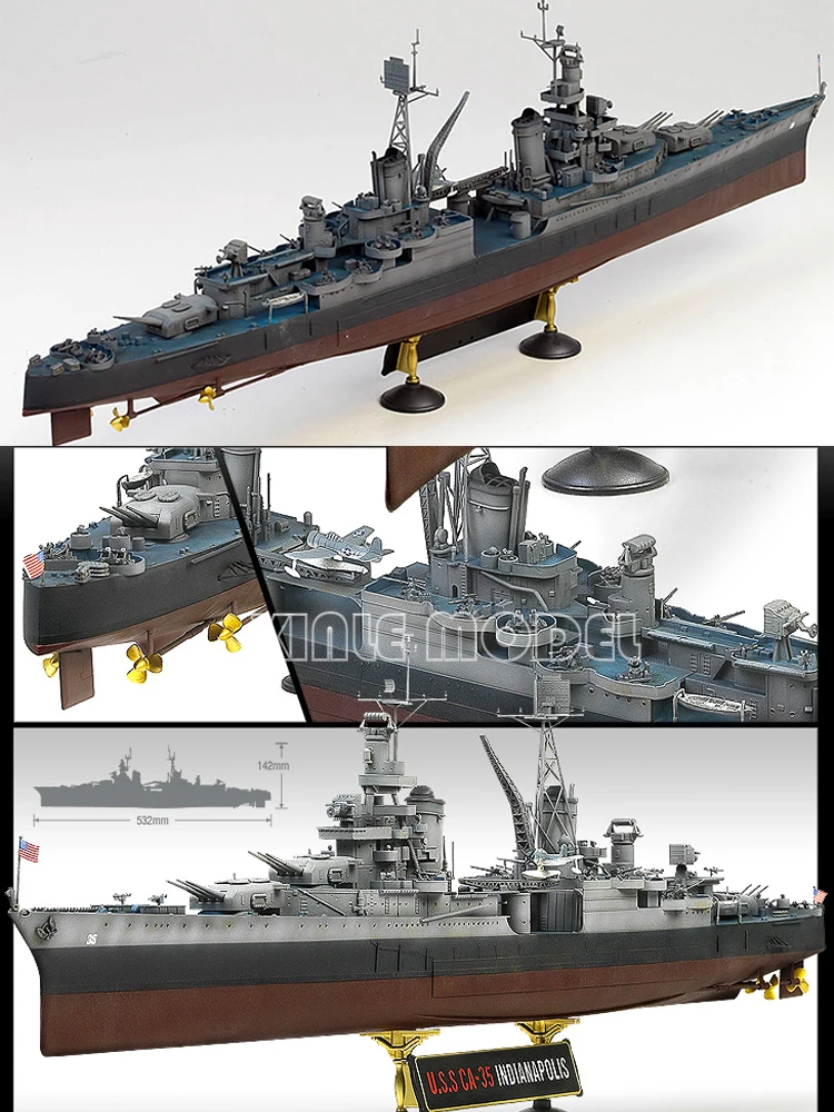 Academy 14107 Kit modello in scala 1/350 USS Indianapolis Heavy Cruiser CA-35