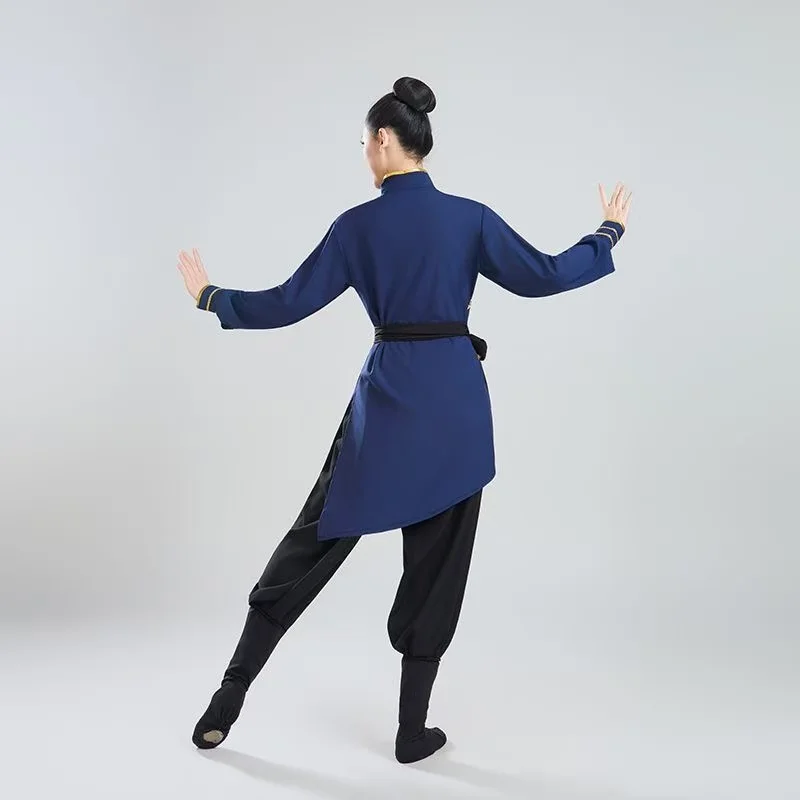 Wushu Hanfu Traditional Mongolian Stage Performance Long Shirt Men Women Modern Dance Outfit Daily Tai Chi Practice Clothing