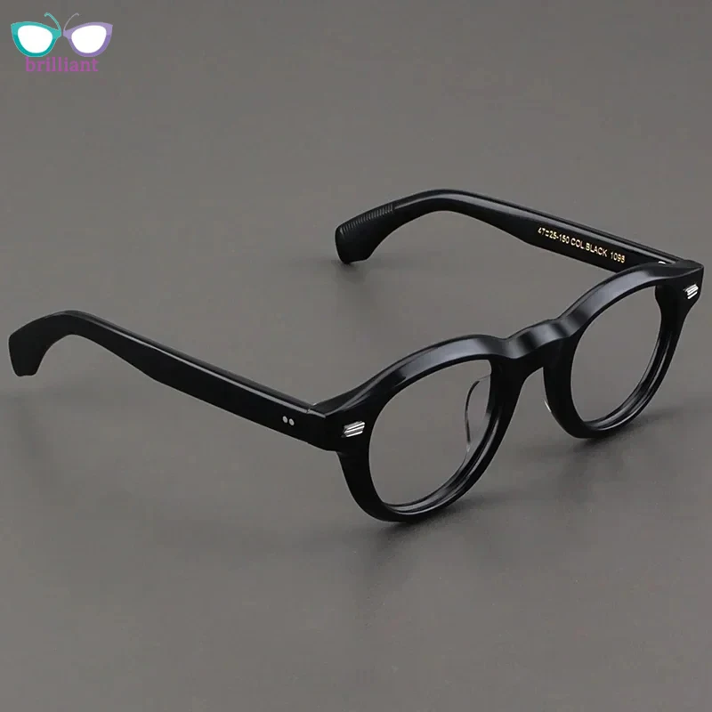 Vintage Handmade Eyeglass Frame for Men Black Round Acetate High-end Optical Glasses Women Myopia Reading Prescription Eyewear