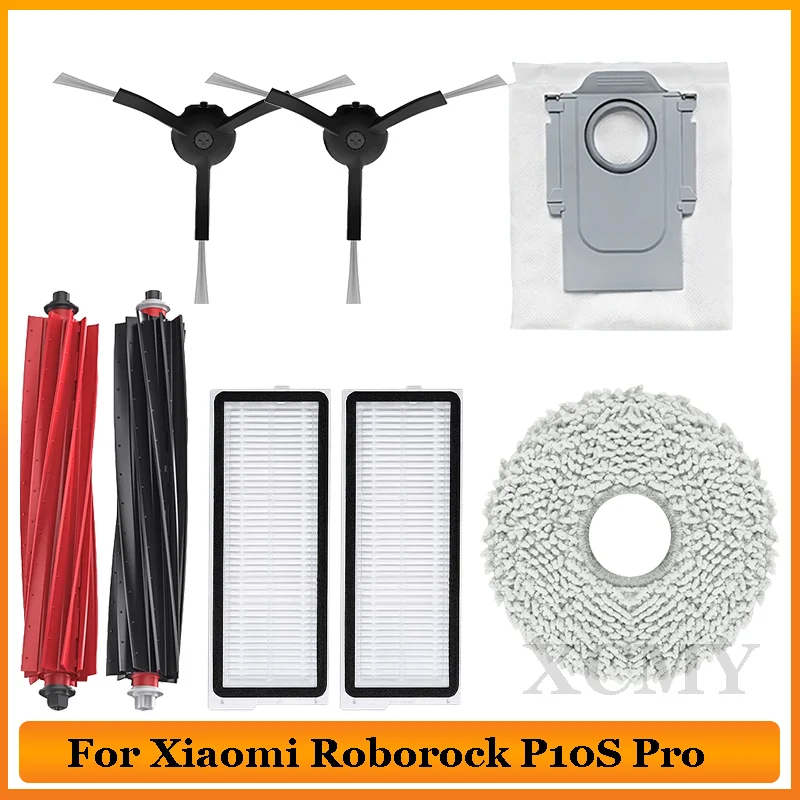 For Xiaomi Roborock P10S Pro Vacuum Cleaner Parts Main Side Brush Hepa Filter Mop Cloth Rags Dust Bag Replacement Accessories