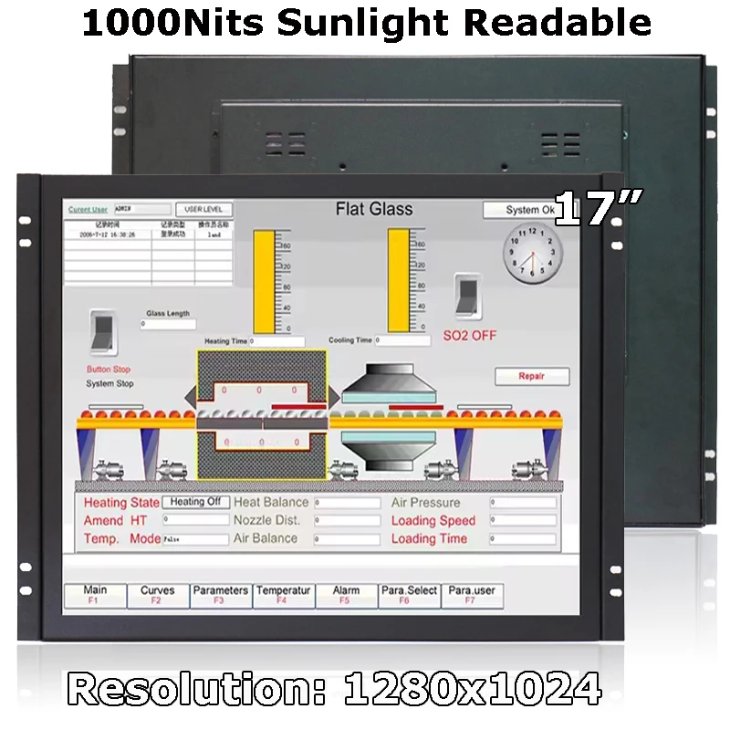 monitor de tela sensivel ao toque resistivo capacitivo frame aberto industrial vga hdmi interface usb 17 polegada 1000 lendeas 1280x1024 01