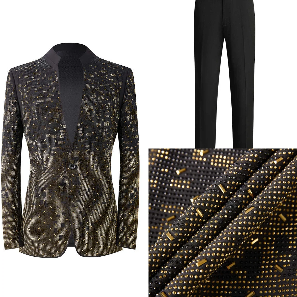 Luxurious Man Tuxedos Beaded 2 Piece Set Jacket Pants Men Suit Fashion One Button Evening Wedding Groom Coat Customized