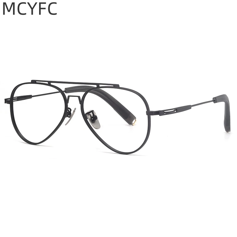 

MCYFC Trendy Retro Eye Glasses Frames for Men Double Bridge Ultra Light Titanium Glasses Frame Optical Prescription Eyewear M101