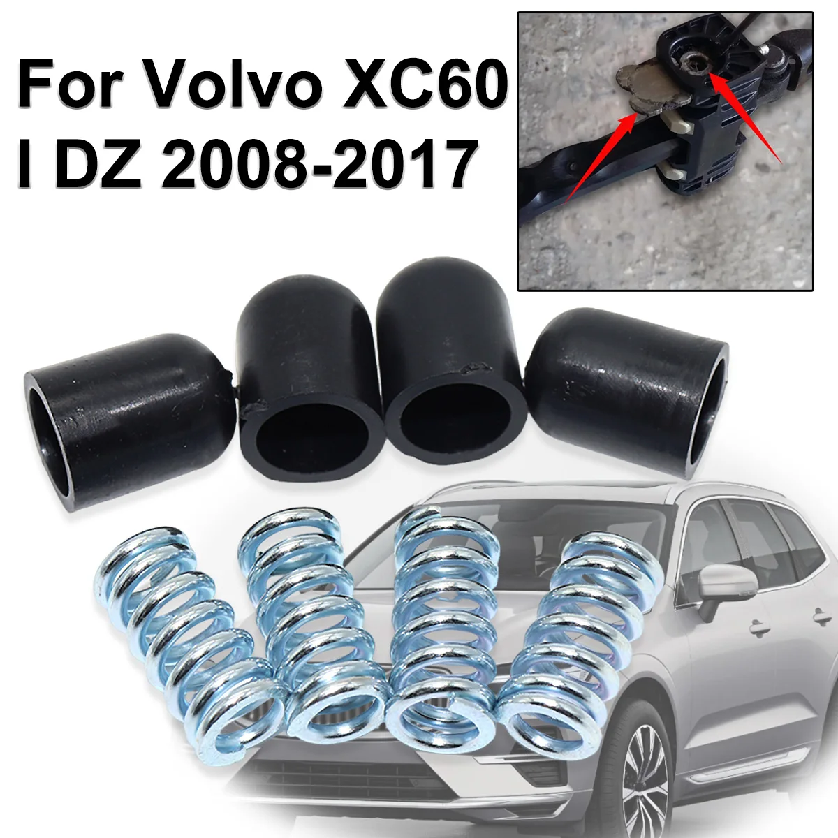 4kit For Volvo XC60 I DZ 2008-2017 New Door Check Strap Limiter Repair Kit Stopper Damping Spring Clips Black Replacement Parts