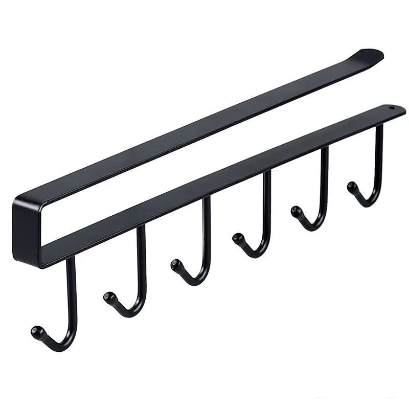 No Drill 12 Hooks Kitchen Utensil Holder Under Cabinet Cup Mug Organizer Rack image 3