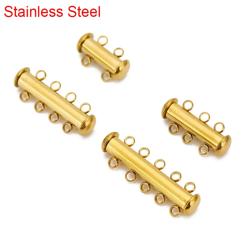 2pcs Never Fade Stainless Steel Slide Tubes Lock Clasps Magnetic Connectors Layering Clasps For Necklace Bracelet Jewelry Making