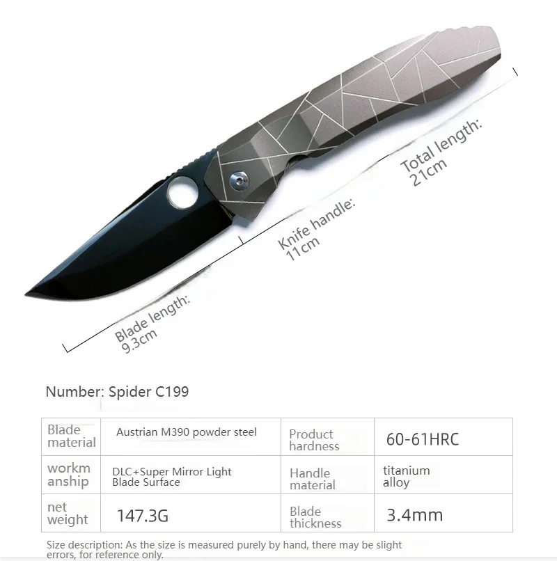 EDC Folding Knife high end collection Tactical Knife Compact Titanium Handle Advanced Powder Steel DLC Mirror Finish