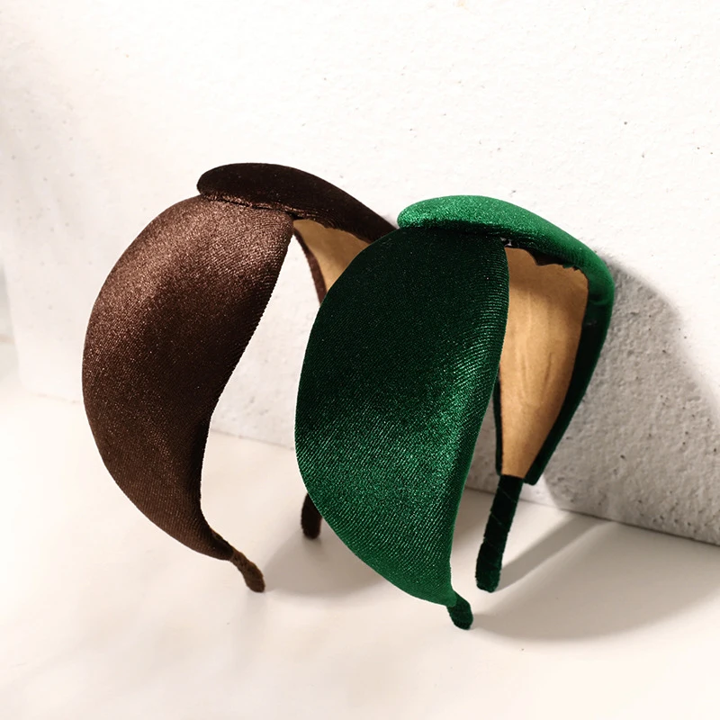 

Зимняя простая однотонная бархатная повязка на голову, обруч для волос, женская мягкая и удобная повязка на голову ручной работы с широкими краями, повседневное повседневное словосочетание