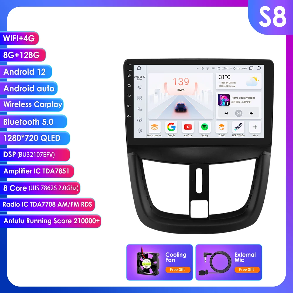 Android Auto Intelligent Systeem Radio voor Peugeot 207 CC 207cc 2006 - 2015 Autoradio GPS Multimedia Videospeler 4G Wifi Carplay 2Din Zonder DVD 7862 Hoofdunit Scherm
