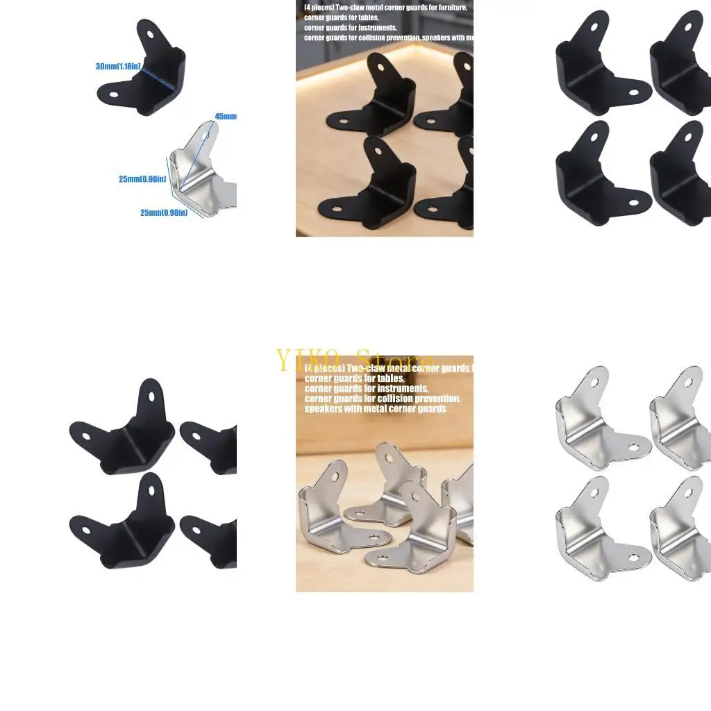 K32C 4pcs Metal Corner Protectors Mounting Hole for Furniture Edges Speaker Wrap