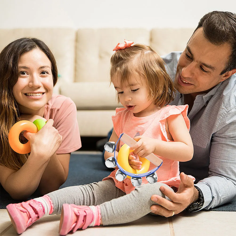 4 قطعة أدوات الموسيقى جرس اليد شكل السمكة المحمولة حفلة الرقص اليد تهز خشبية الحديد البلاستيك أدوات قرع #1