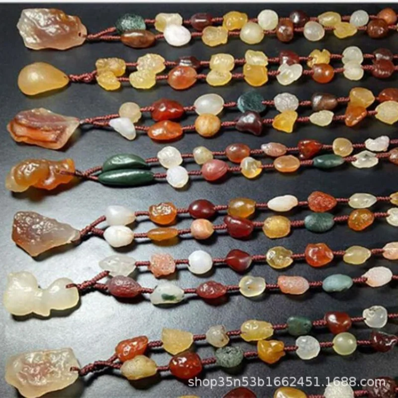 Factory Price Wholesale Alashan Jade Necklace Sugar Heart Gobi Material Tendon Vein Stone Agate Bracelet