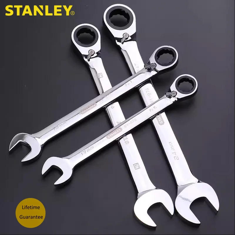 Stanley 1-Pcs Professional Metric Reversible Ratchet Wrench 10mm 11mm 8mm 9mm to 32mm Two Way Combination spanner keys 60 teeth