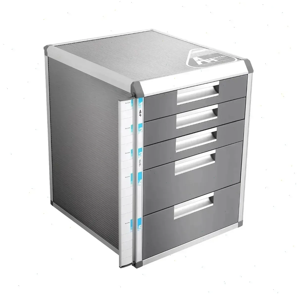Armoire de bureau, Organiseur de tiroirs, Boîte de rangement pour dossiers, 5 niveaux en alliage d'aluminium, Tiroirs sécurisés verrouillables, 2 grands et 3 petits tiroirs, Facile à nettoyer, Organiseur de documents de bureau, Rangement domestique