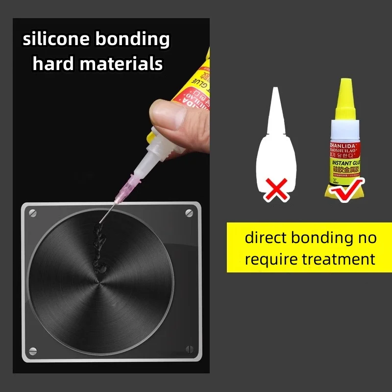 Cola instantânea do metal do silicone, plástico direto do metal TPE PP da ligação, forte transparente para o punho dos vidros, universal macio, 20g