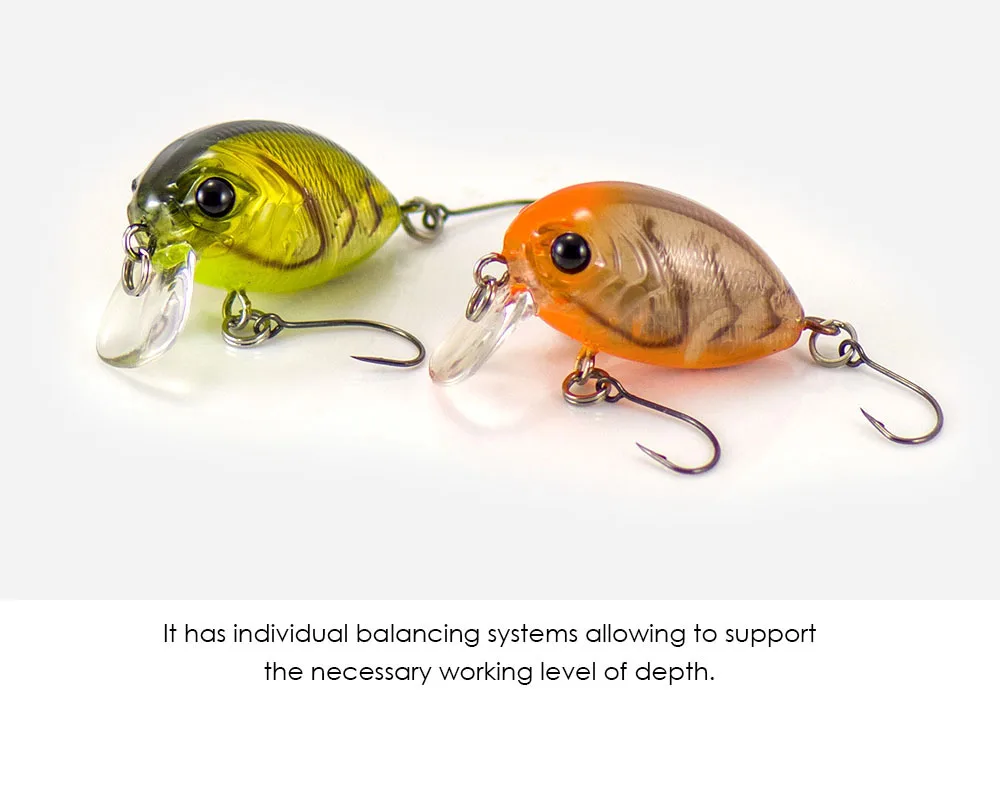 COUNTBASS Schwimmender Kurbelköder 32 mm 1-1/4 Zoll 3,6 g 1/8 oz. Tauchen 0,2–0,5 m Angeln Kunststoff Wobbler Barsch Leurre Angler's Lure – Detail 7