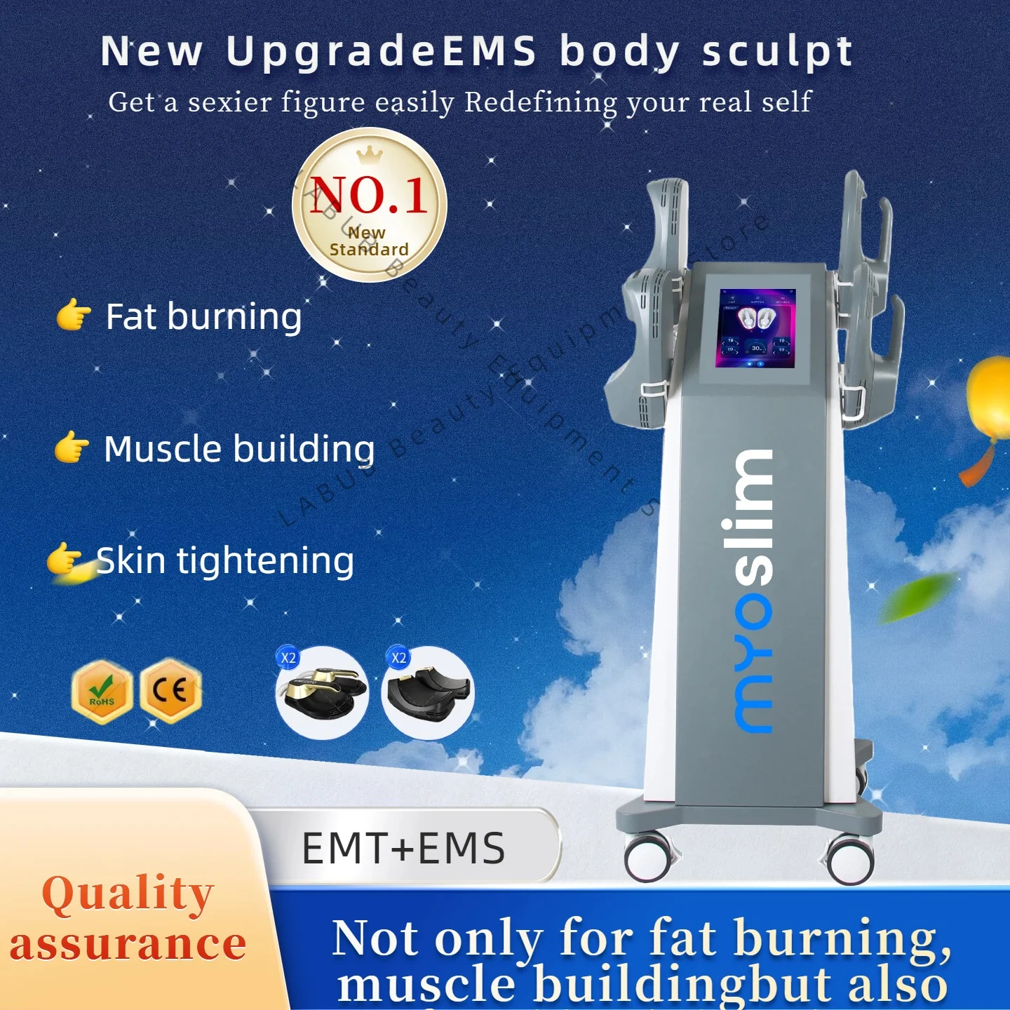 

Professional RF EMS Machine for Body Face Sculpting HI-EMT PRO Muscle Stimulation Fat Removal Skin Tightening.