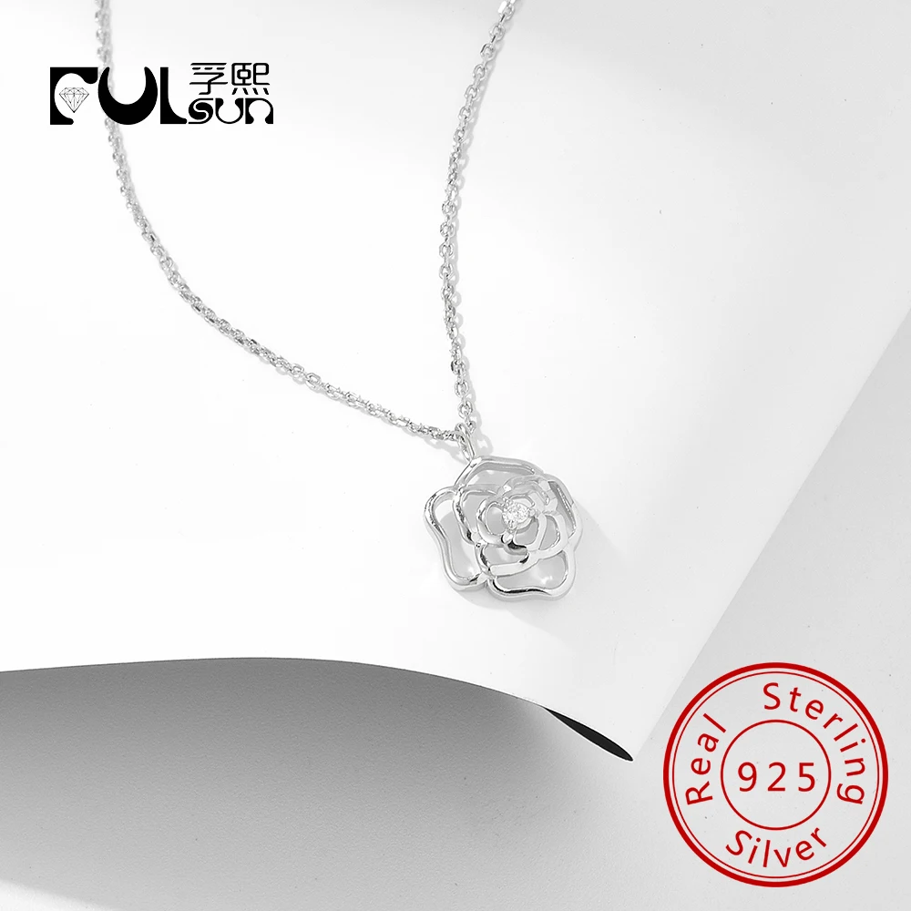 

Trendy 925 sterling silver 14k Gold plated Daisy Rose Flower Necklace for Women Girls Women Fine Jewelry Necklace