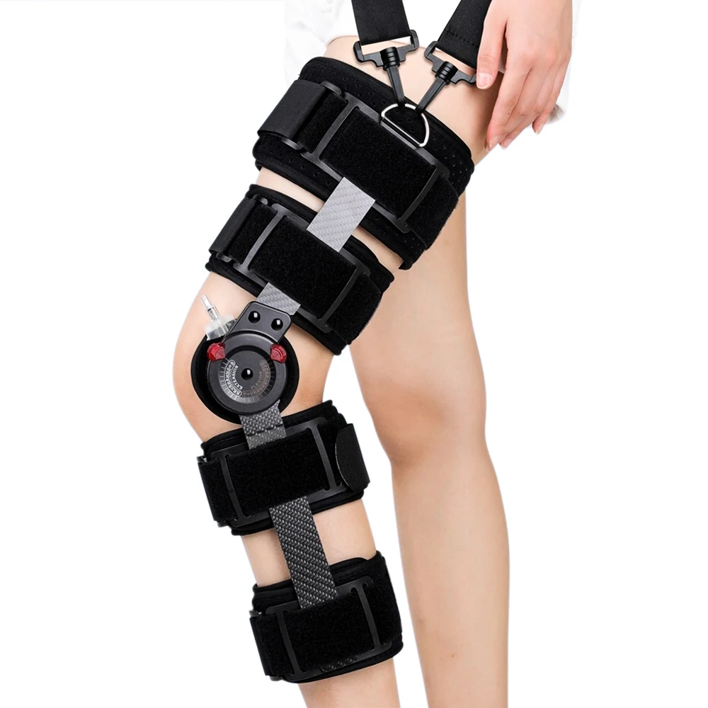 

Hinged Rom Knee Brace Support for Torn Acl, Meniscus Tear, Pcl, Surgery Recovery, Adjustable Post Op Knee Immobilizer, Leg Stabi