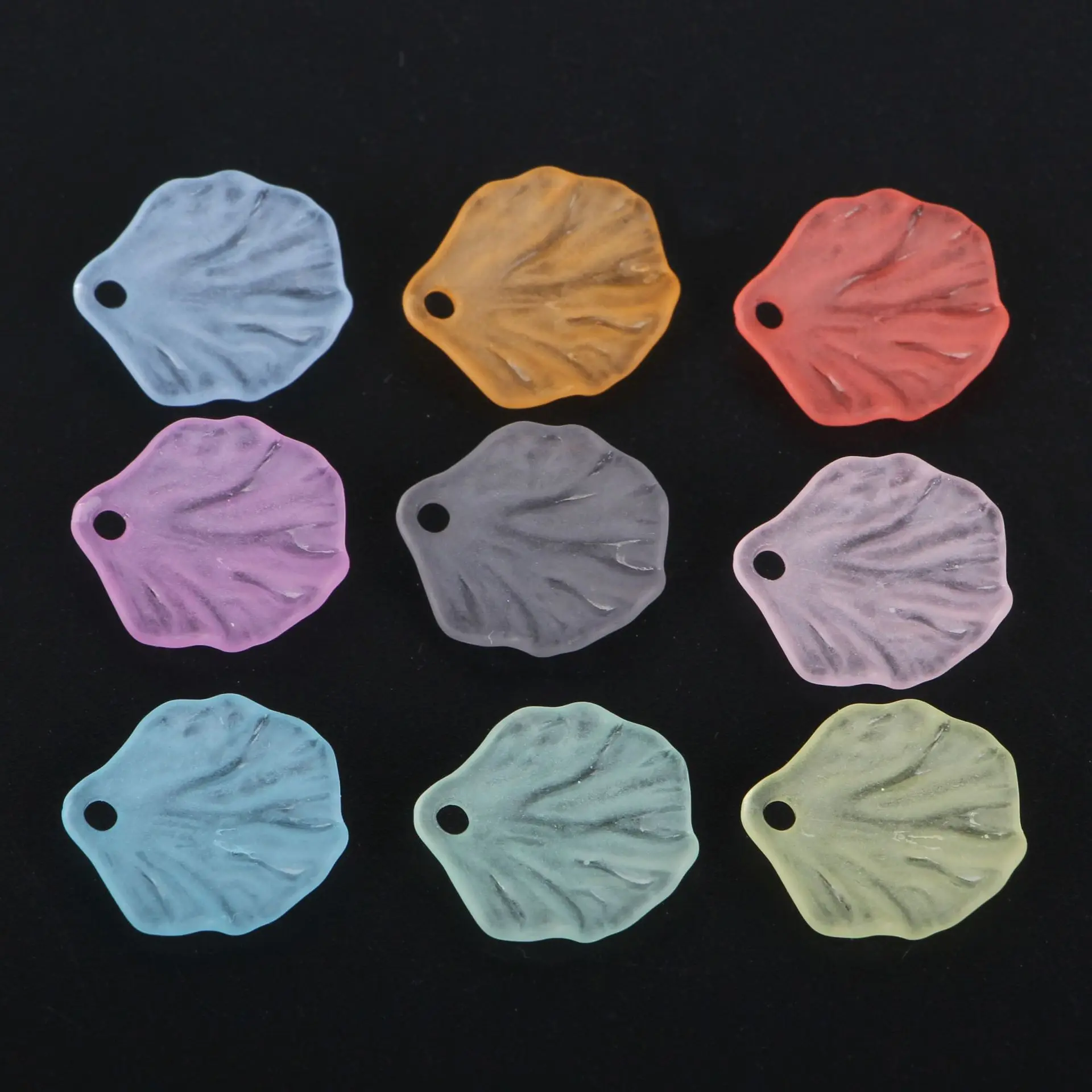 17mm Frosted leaves, mixed colors, transparent colors, acrylic beads, DIY jewelry, pendants, decorations, holiday gifts