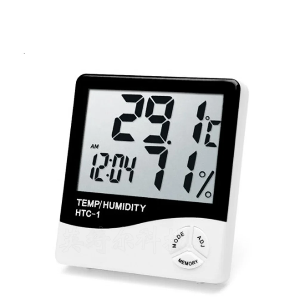 مقياس حرارة LCD الإلكتروني للرطوبة HTC-1 مقياس حرارة رقمي داخلي وخارجي